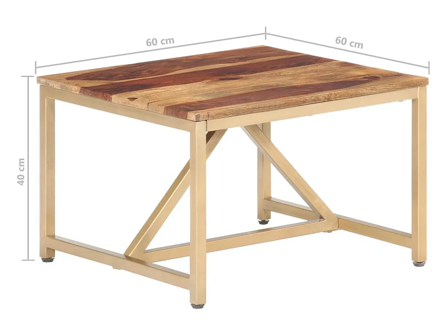 Mesa auxiliar de madera maciza 60x60x40 cm