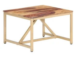 Mesa auxiliar de madera maciza 60x60x40 cm