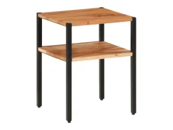 Mesa auxiliar de madera maciza acacia y hierro 35x35x45 cm