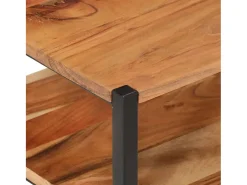 Mesa auxiliar de madera maciza acacia y hierro 35x35x45 cm