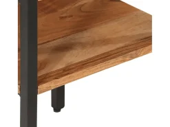 Mesa auxiliar de madera maciza acacia y hierro 35x35x45 cm