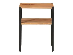 Mesa auxiliar de madera maciza acacia y hierro 35x35x45 cm