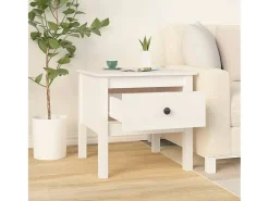 Mesa auxiliar de madera maciza de pino blanco 50x50x49 cm