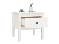 Mesa auxiliar de madera maciza de pino blanco 50x50x49 cm