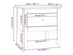 Mesa auxiliar de madera maciza de pino negro 50x50x49 cm