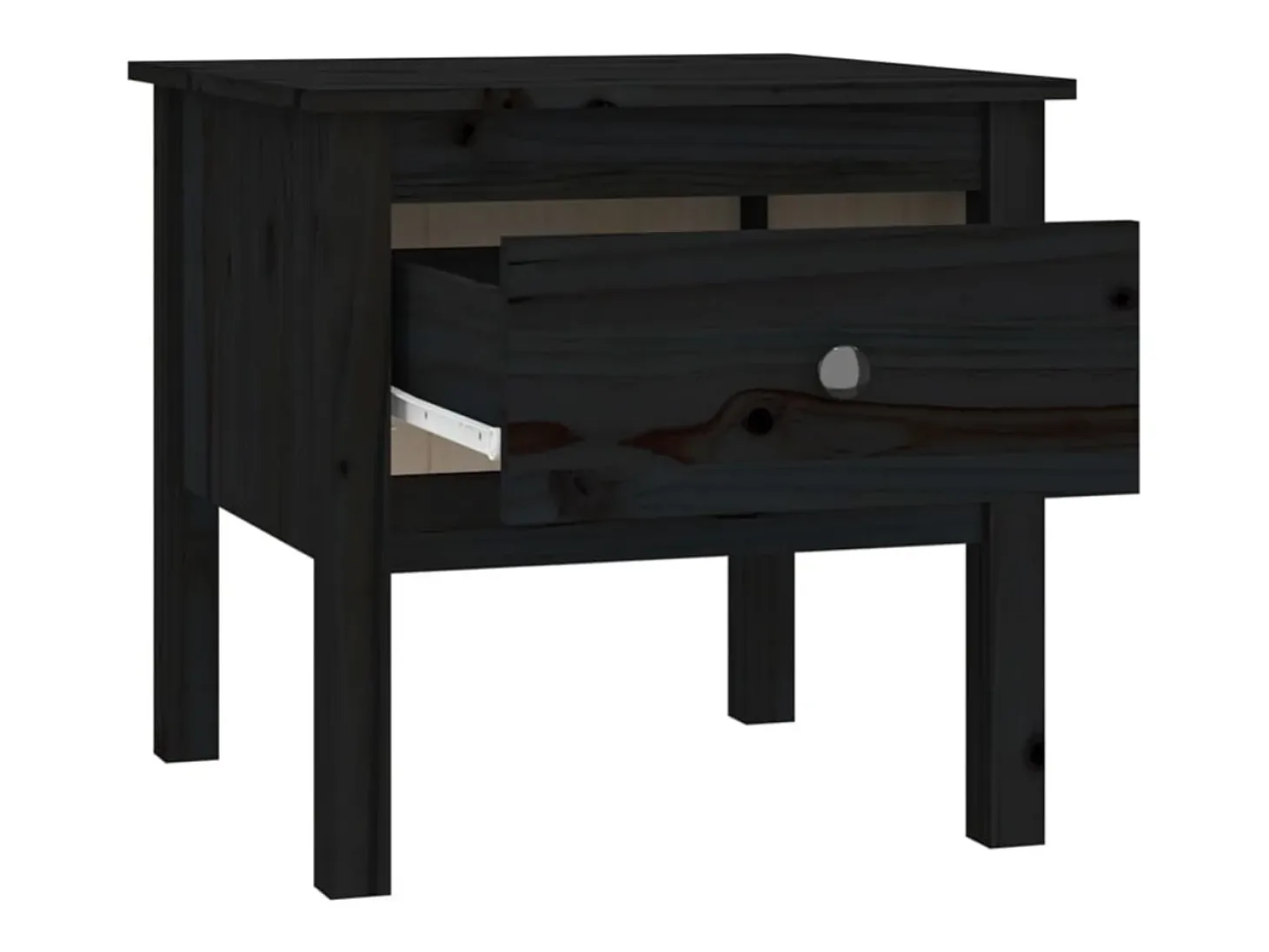 Mesa auxiliar de madera maciza de pino negro 50x50x49 cm