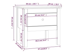 Mesa auxiliar de madera maciza de pino 50x50x49 cm