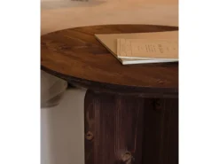 Mesa auxiliar de madera maciza en tono nogal de 50x45cm - BLOOM - DECOWOOD