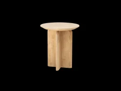 Mesa auxiliar de madera maciza en tono nogal de 50x45cm - BLOOM - DECOWOOD