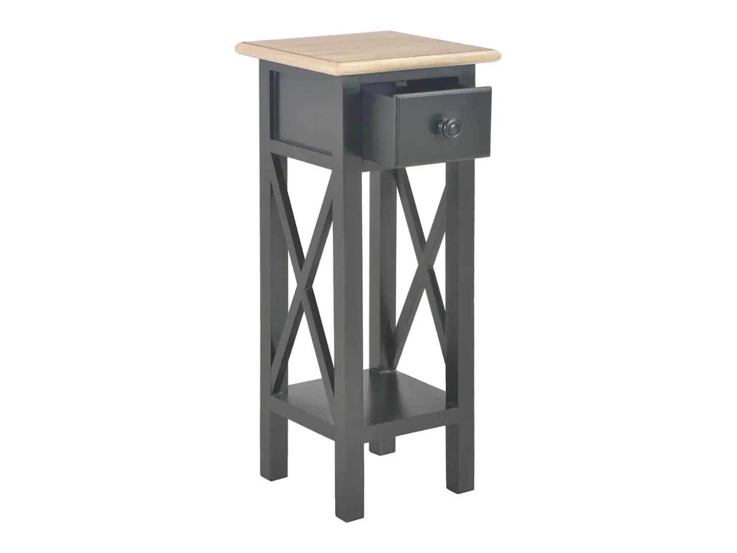 Mesa auxiliar de madera negro 27x27x65,5 cm
