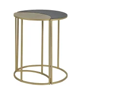 Mesa auxiliar de metal lacado negro y dorado TOSCANE