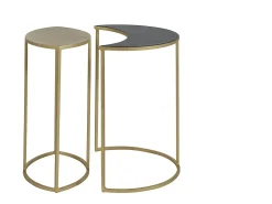 Mesa auxiliar de metal lacado negro y dorado TOSCANE