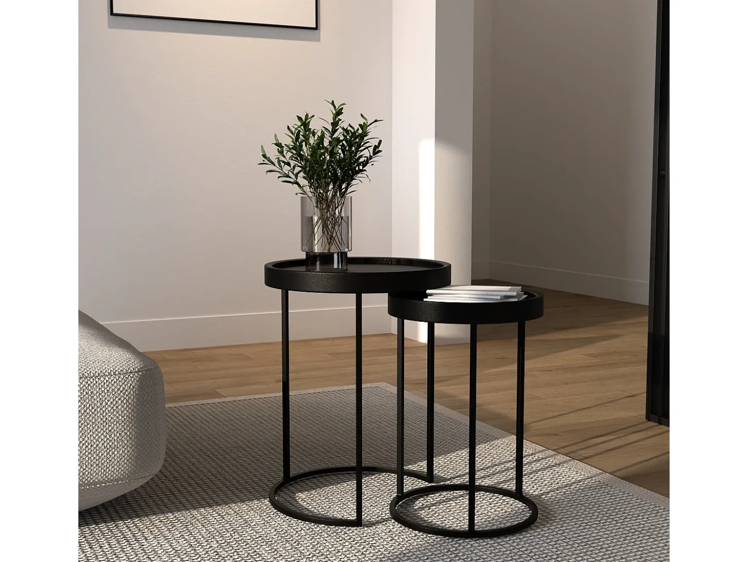 Mesa auxiliar de metal negro (juego de 2) - Swan