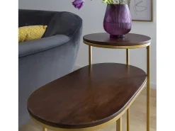 Mesa auxiliar de metal y madera de mango Léon