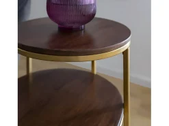 Mesa auxiliar de metal y madera de mango Léon