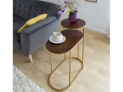Mesa auxiliar de metal y madera de mango Léon