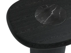 Mesa auxiliar de mármol y chapado de roble - Negro - MARSULA