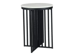 Mesa auxiliar de mármol y metal - Blanco y negro - LILEA