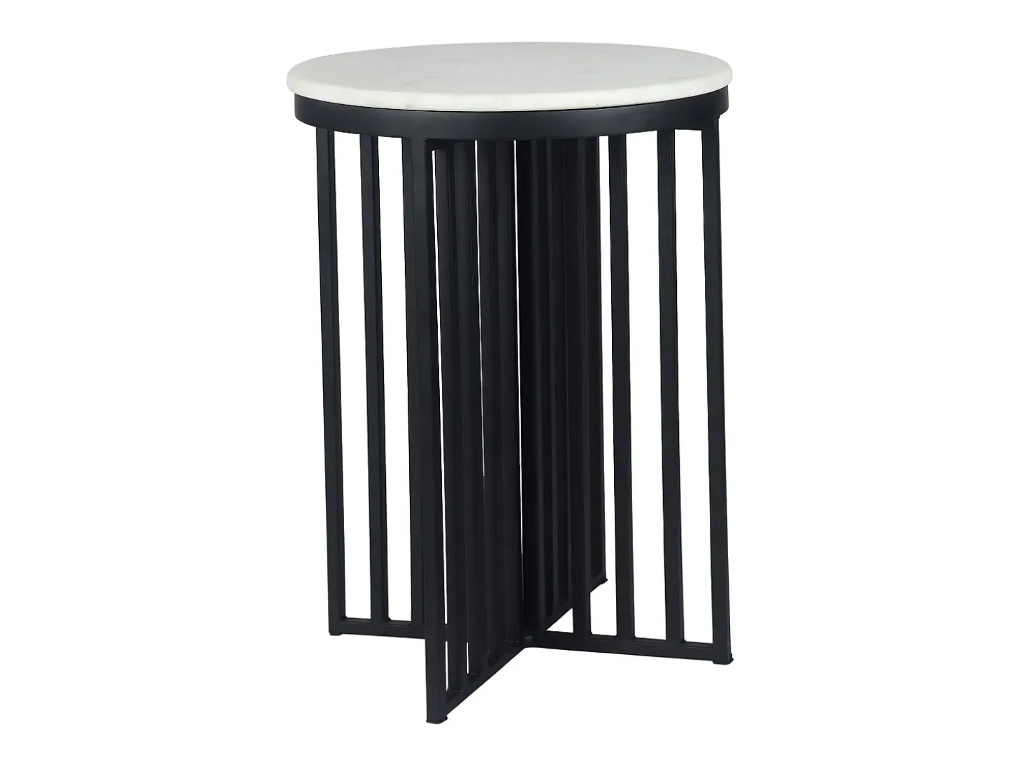 Mesa auxiliar de mármol y metal - Blanco y negro - LILEA