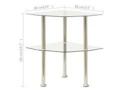 Mesa auxiliar de ordenador vidrio transparente 38x38x50 cm