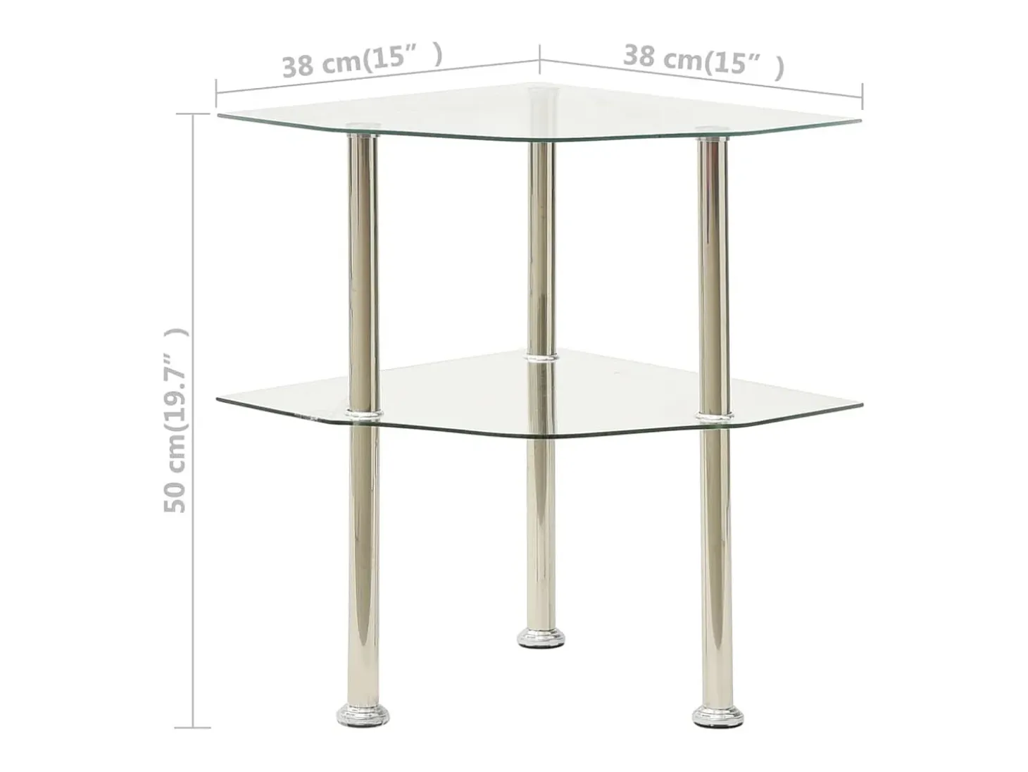 Mesa auxiliar de ordenador vidrio transparente 38x38x50 cm