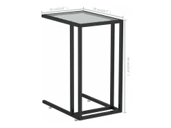 Mesa auxiliar de ordenador vidrio transparente negro 50x35x65cm