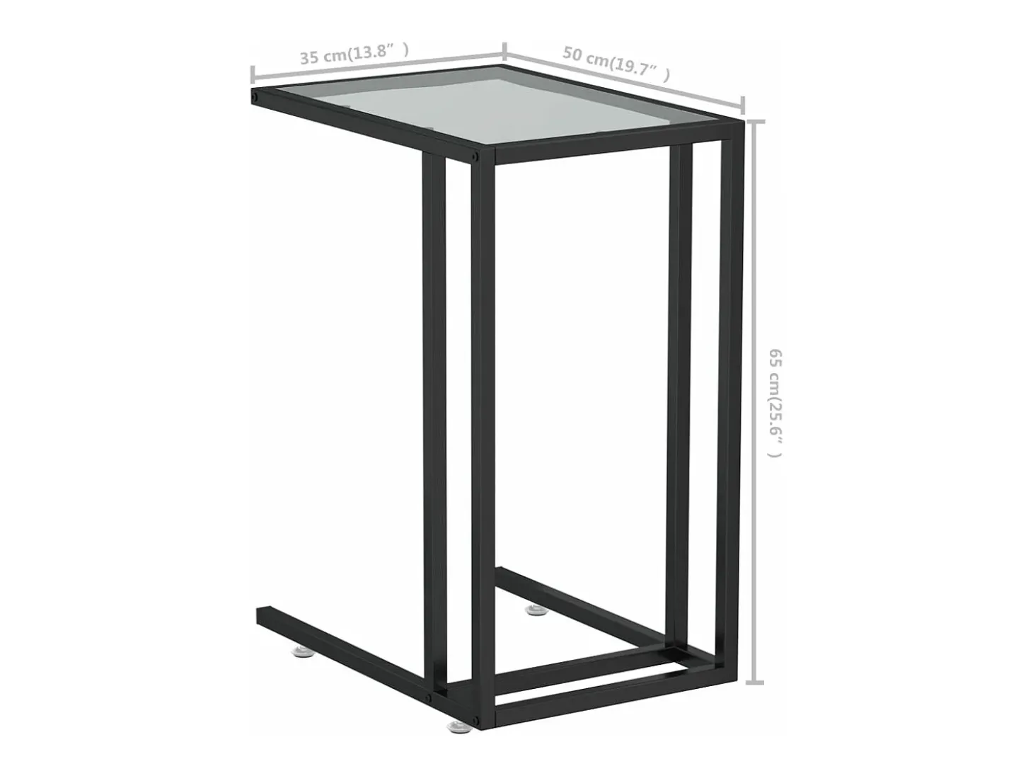 Mesa auxiliar de ordenador vidrio transparente negro 50x35x65cm