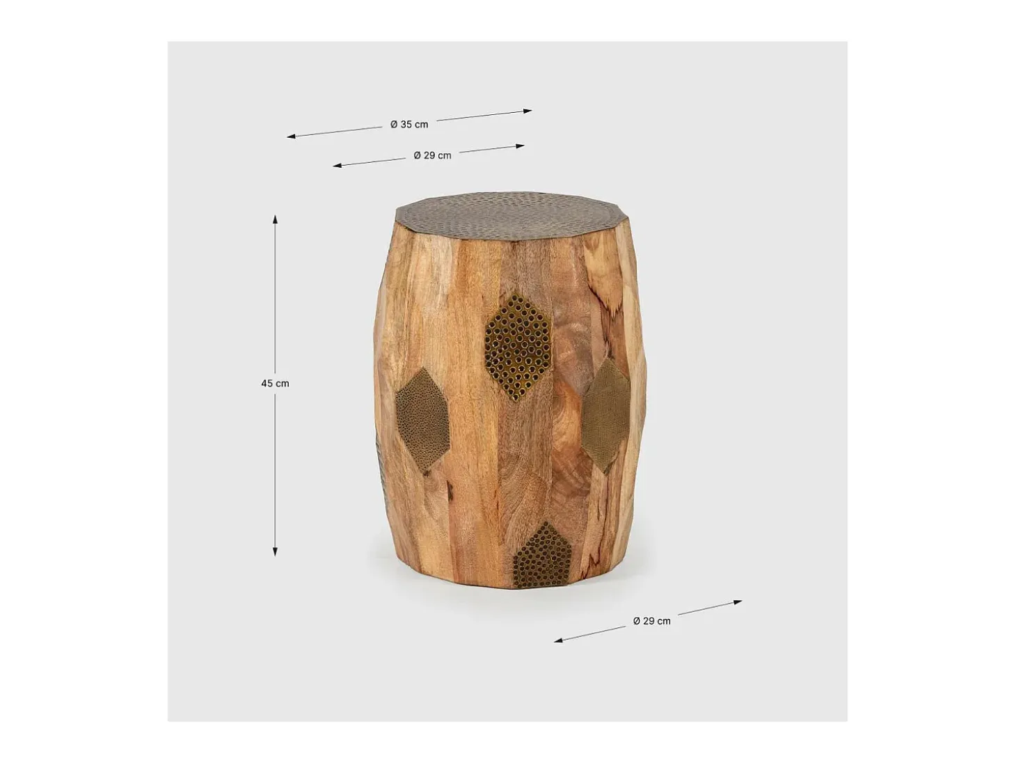 Mesa auxiliar de rincón modelo Fabiola en madera de mango, 46cm(alto) 29cm(ancho) 29cm(fo