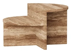 Mesa auxiliar de travertino – nogal – Swan Low
