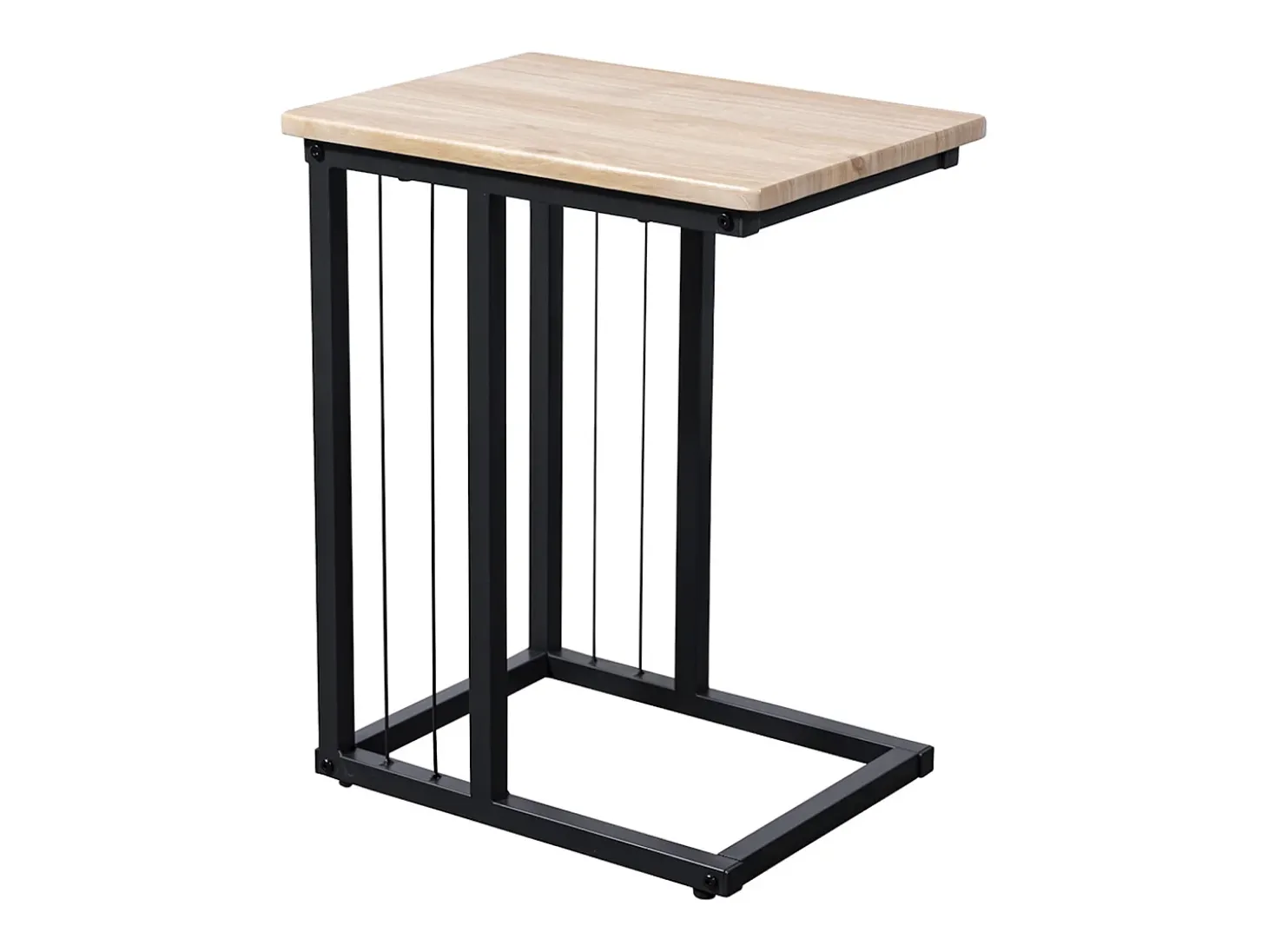 Mesa auxiliar de 50x40x30 cm con tapa de MDF en beige y estructura metálica negra Aruba
