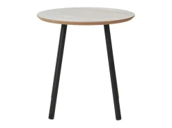 Mesa auxiliar efecto travertino con patas negras, Ø 40 x 40 cm