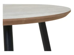 Mesa auxiliar efecto travertino con patas negras, Ø 40 x 40 cm