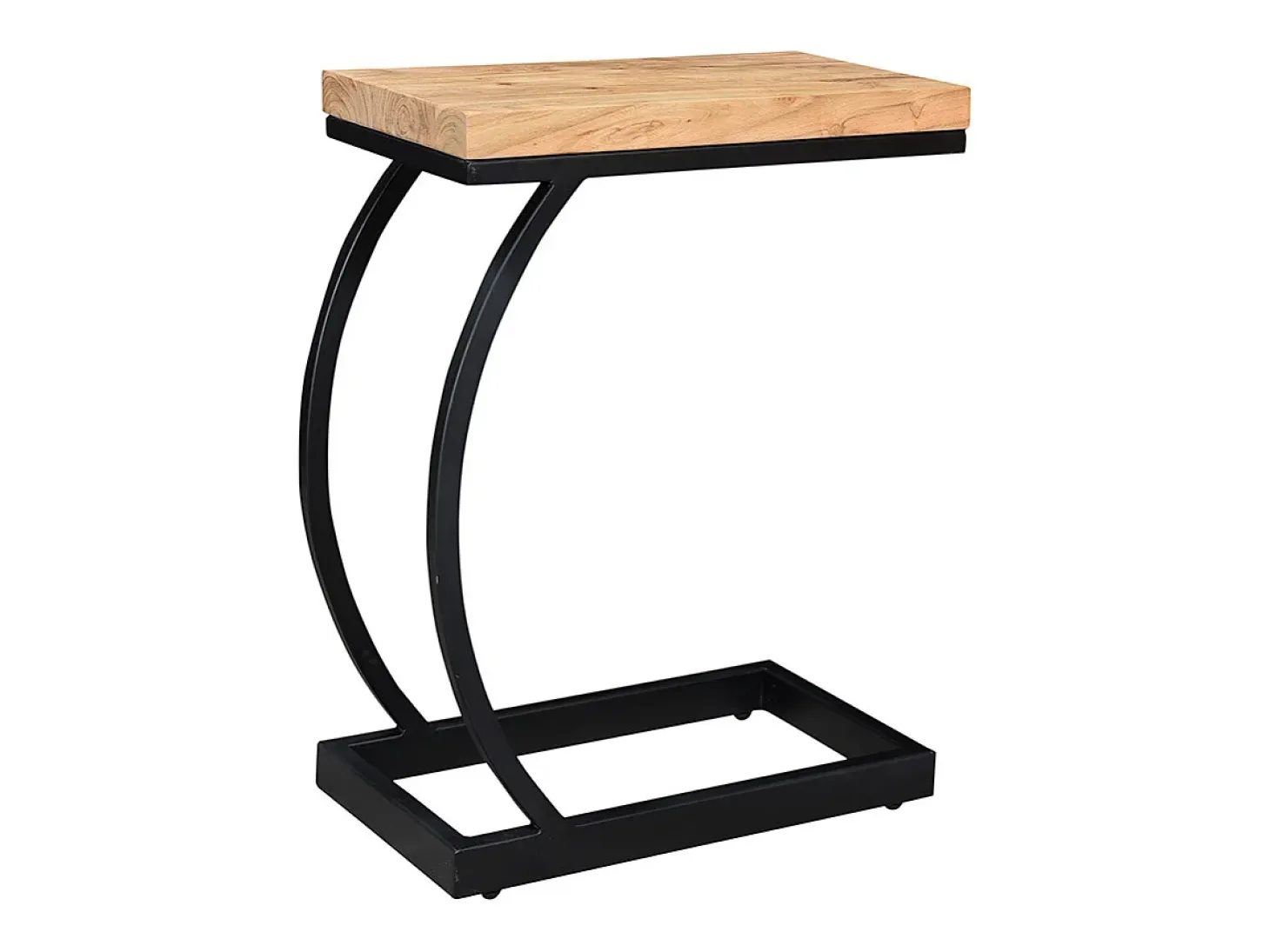 Mesa auxiliar en acacia y metal negro BREAK