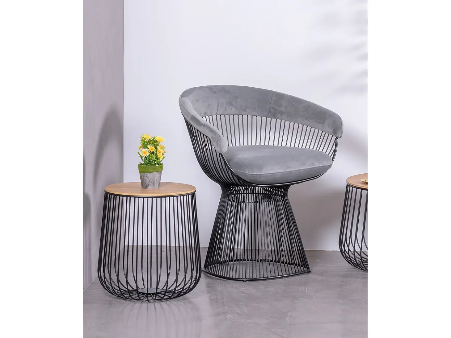 Mesa auxiliar en madera de fresno y acero lacado - Zurich - Negro