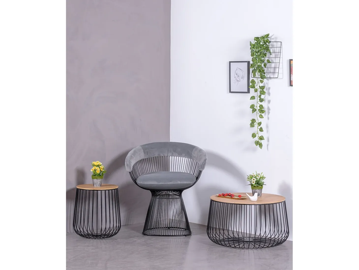 Mesa auxiliar en madera de fresno y acero lacado - Zurich - Negro