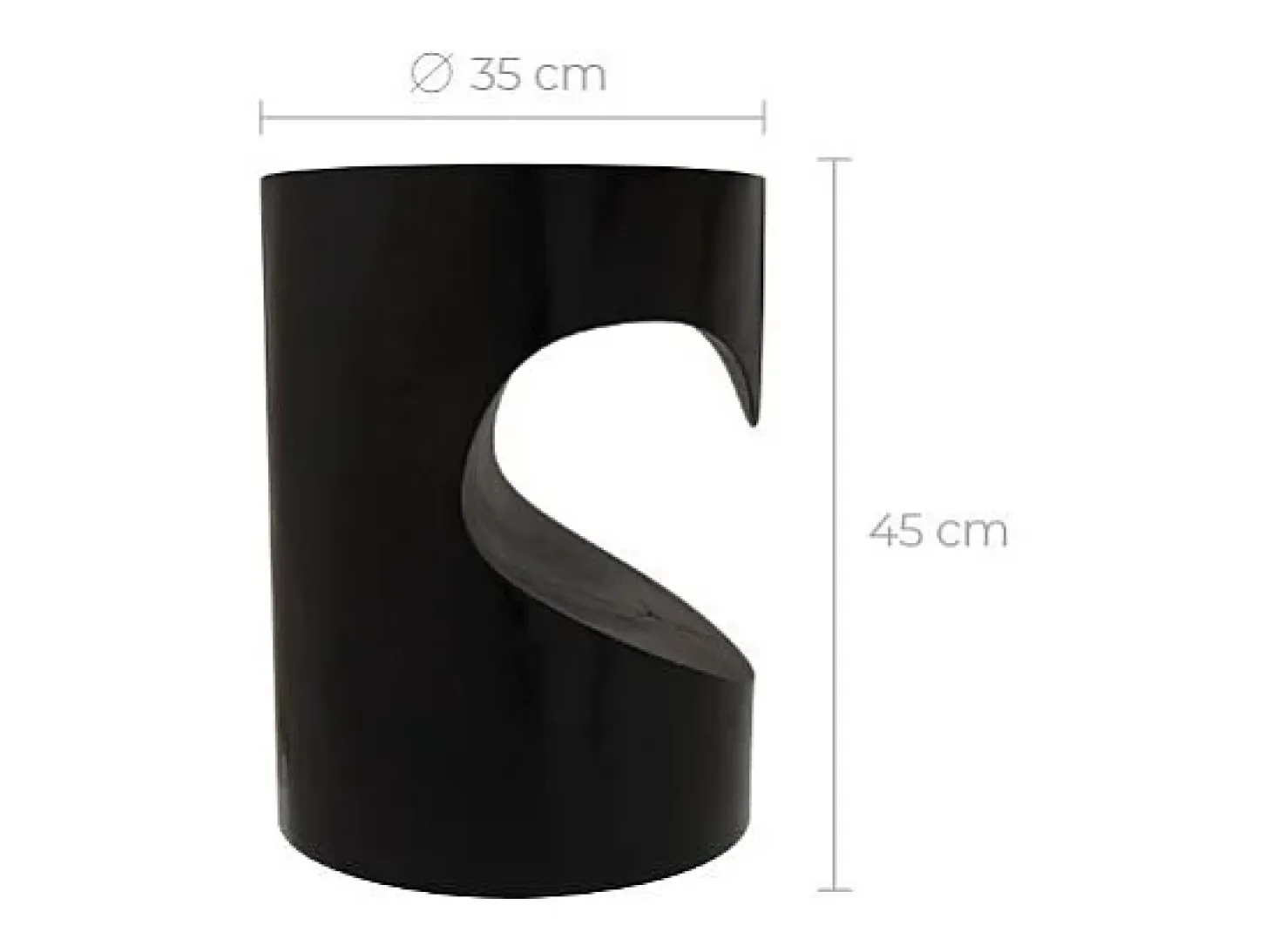 Mesa auxiliar en madera de suar negra D35cm - Chowi