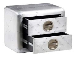 Mesa auxiliar estilo aviador con 2 cajones vintage