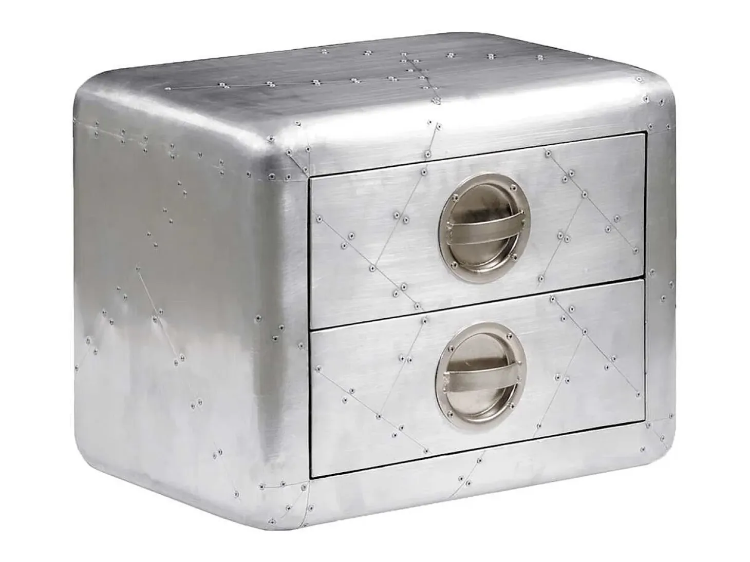 Mesa auxiliar estilo aviador con 2 cajones vintage