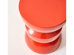 Mesa auxiliar, extremo del sofá, mesita de metal efecto glassy naranja
