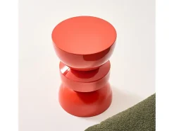 Mesa auxiliar, extremo del sofá, mesita de metal efecto glassy naranja