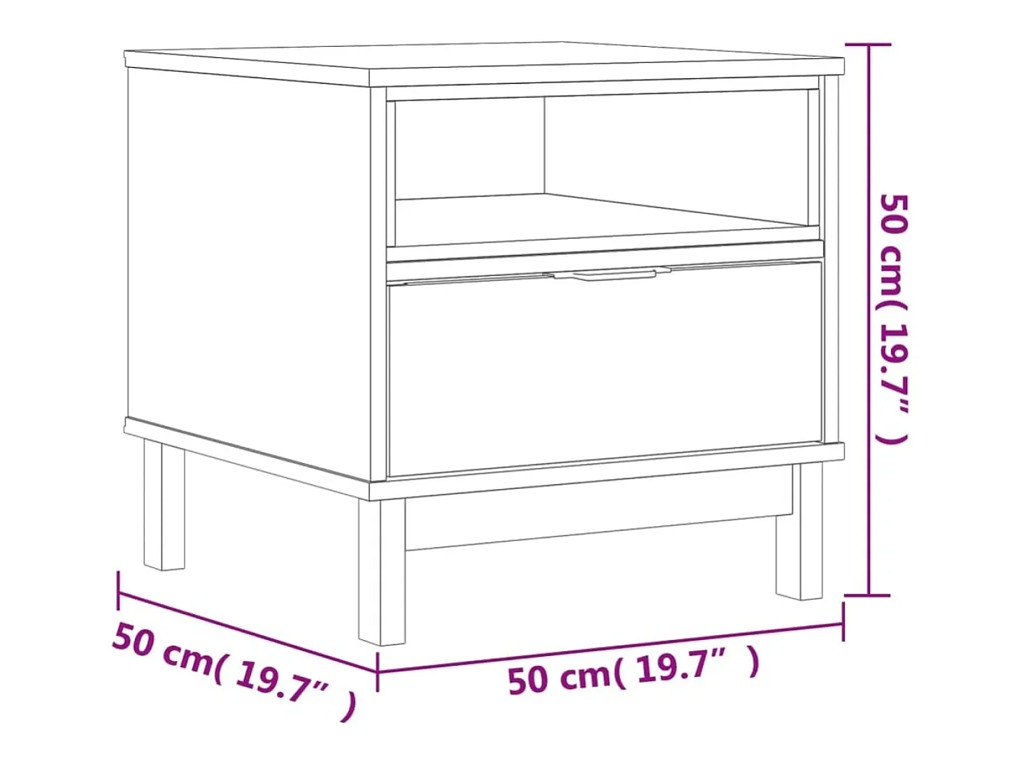Mesa auxiliar FLAM madera maciza de pino 50x50x50 cm