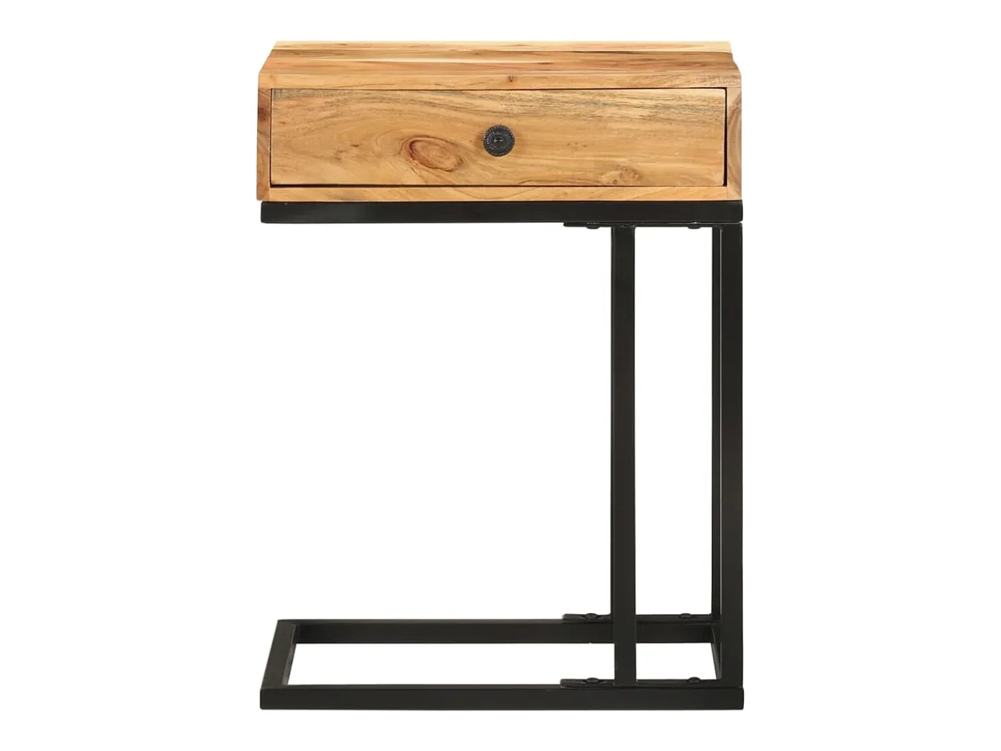 Mesa auxiliar forma de U madera maciza de acacia 45x30x61 cm