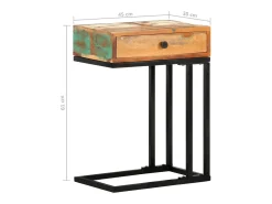 Mesa auxiliar forma de U madera maciza reciclada 45x30x61 cm