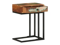 Mesa auxiliar forma de U madera maciza reciclada 45x30x61 cm