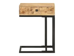Mesa auxiliar forma de U madera maciza de mango 45x30x61 cm