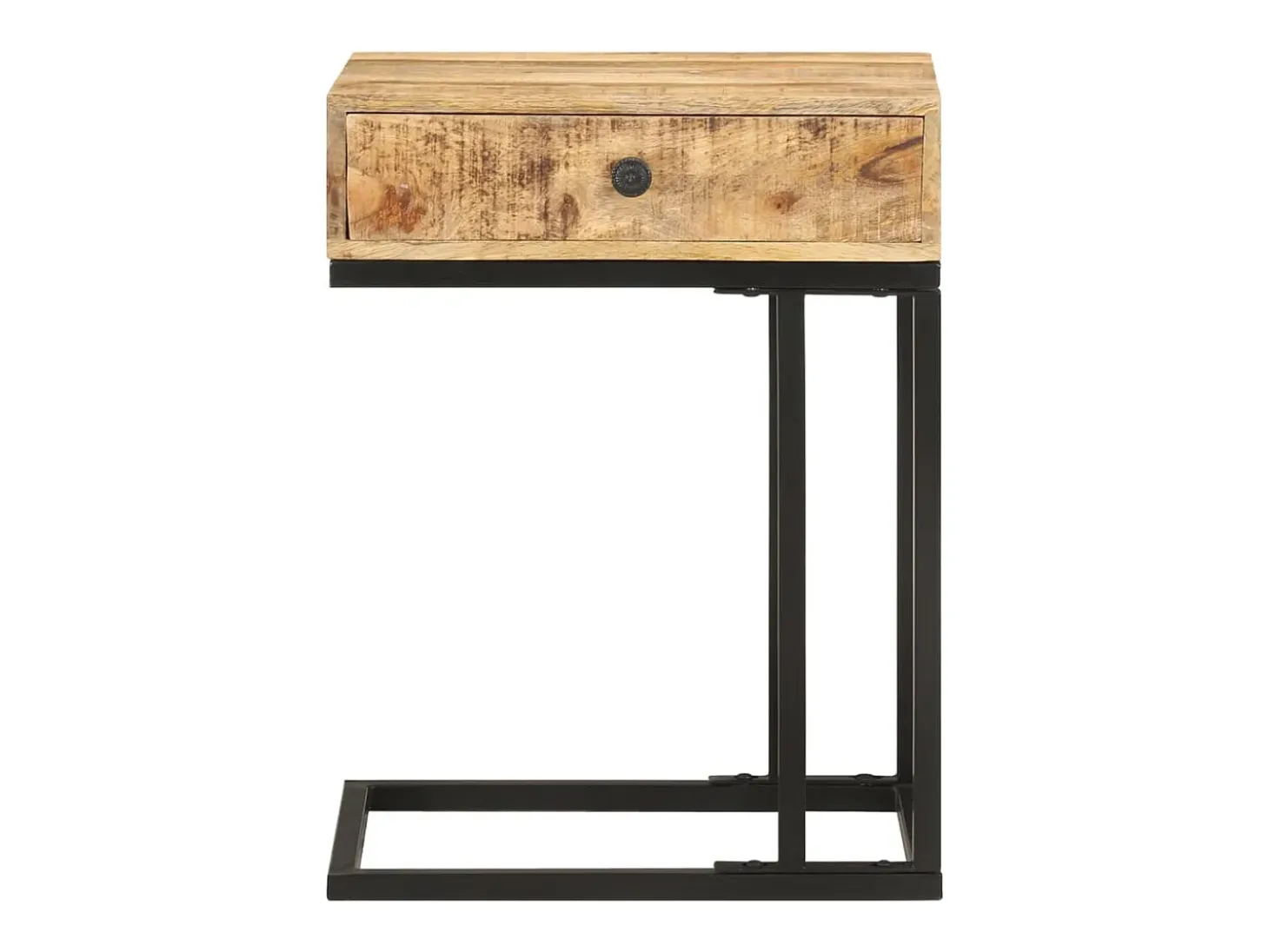 Mesa auxiliar forma de U madera maciza de mango 45x30x61 cm