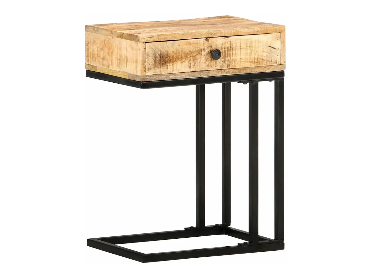 Mesa auxiliar forma de U madera maciza de mango 45x30x61 cm