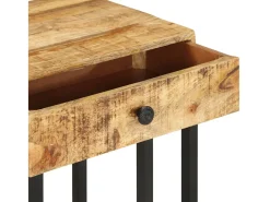 Mesa auxiliar forma de U madera maciza de mango 45x30x61 cm