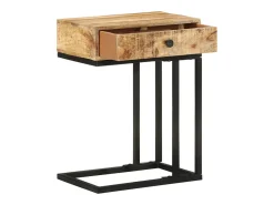 Mesa auxiliar forma de U madera maciza de mango 45x30x61 cm
