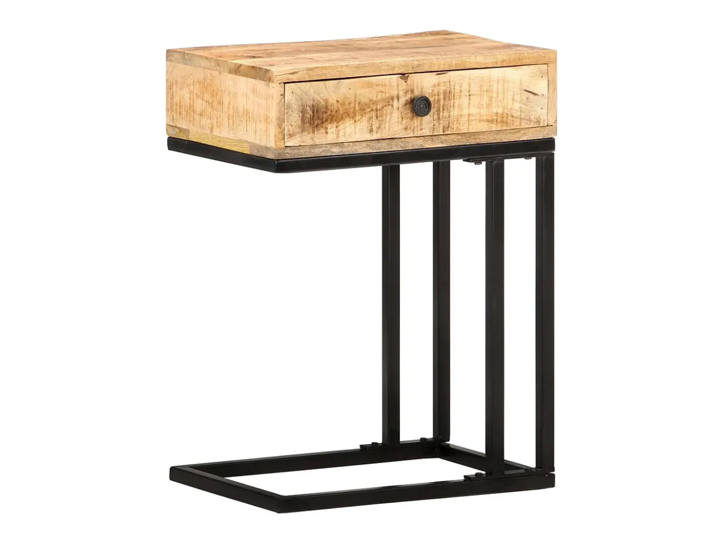 Mesa auxiliar forma de U madera maciza de mango 45x30x61 cm